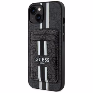 Guess 4G Stripes viedtālruņa apvalks ar Magnētisko maku iPhone 15 - melns