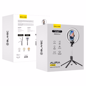 Blavec Selfie Ring lamp Aura LED Ring P-55 25cm tripod + remote control + 2,3 metres (RLP55-TRB23) black