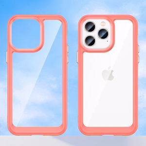 Outer Space viedtālruņa apvalks iPhone 14 Pro Max cietais vāks ar gēla rāmi sarkana