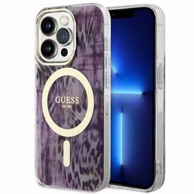 Guess GUHMP14LHLEOPWP iPhone 14 Pro 6.1" rozā/rozā cietais apvalks Leopards MagSafe