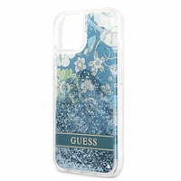 Guess GUHCP13MLFLSN iPhone 13 6.1" zaļš/zaļš cietais viedtālruņa apvalks ar ziedu šķidro spīdumu
