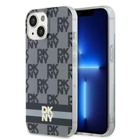 DKNY IML rūtainais mono raksts un drukātas svītras Magnētiskais viedtālruņa apvalks iPhone 15 Plus / 14 Plus - melna