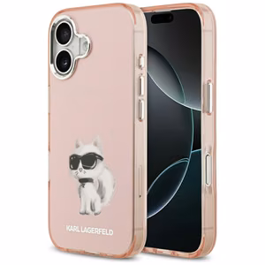 Karl Lagerfeld IML Aquarelle Choupette & Logo magnētiskais viedtālruņa apvalks iPhone 17 - rozā