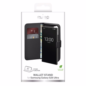 Puro Eco-Leather maciņš priekš Samsung Galaxy S26 Ultra ar maku - melns