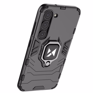 Wozinsky Ring Armor viedtālruņa apvalks Samsung Galaxy S23 bruņu apvalks ar magnētisku turētāju un gredzenu melns