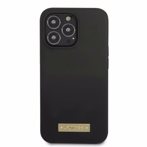 Guess GUHMP13LSPLK iPhone 13 Pro / 13 6.1" melns/melns cietais apvalks Silikona Logo Plate Magnētiskais