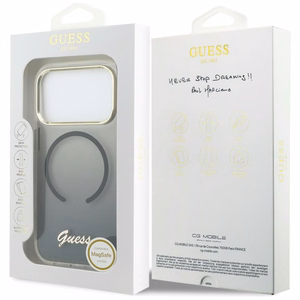 Guess IML Gradient Script Metal MagSafe Case for iPhone 17 Pro - Black