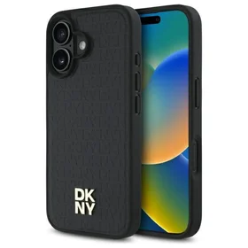 DKNY atkārtota raksta logotipa magnētiskais viedtālruņa apvalks iPhone 16 - melns