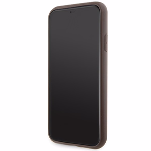 Guess GUHCN61P4SNW iPhone 11 / Xr brūns cietais viedtālruņa apvalks 4G Stripe