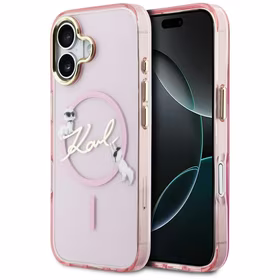 Karl Lagerfeld IML Choupettes Karl Script Logo MagSafe iPhone 17 Maciņš - rozā