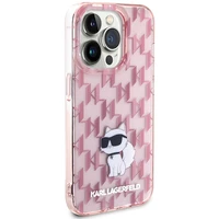 Karl Lagerfeld monogramma Choupette viedtālruņa apvalks iPhone 15 Pro Max - rozā