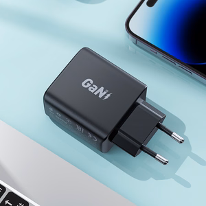 Ātrais GaN 35W PD lādētājs 2x USB C Acefast A49 - melns
