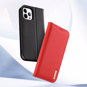 Dux Ducis Hivo ādas atverams vāciņš īstas ādas maks kartēm un dokumentiem iPhone 14 Pro Max brūna