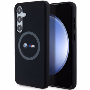 BMW M Silikona drukāts gredzens Magnētiskais viedtālruņa apvalks Samsung Galaxy S24+ - melns