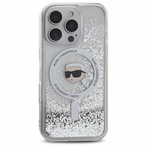 Karl Lagerfeld Liquid Glitter Karl Head Magsafe Case for iPhone 16 Pro - Clear