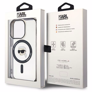 Karl Lagerfeld KLHMP15XHKHNOTK iPhone 15 Pro Max 6.7" caurspīdīgs cietais apvalks IML Karl's Head MagSafe