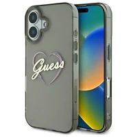 Guess IML Heart viedtālruņa apvalks iPhone 16 Plus - melns
