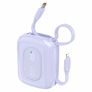 Dudao K32 22.5W 10000 mAh павербанк со встроенным кабелем USB-C / Lightning - фиолетовый
