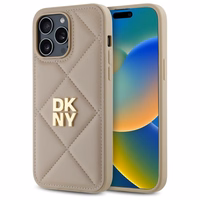 DKNY Quilted Stack Logo viedtālruņa apvalks iPhone 14 Pro Max - bēšs