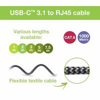 Techly ICOC U3C-RJ45-010 networking cable sudraba, melns 1 m Cat6 F/UTP (FTP)