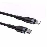 Baseus CATLKLF-G1 Lightning - USB-C PD QC kabelis 18W 480Mb/s 1m - melns un pelēks