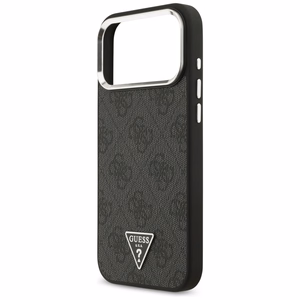 Guess 4G Triangle Logo MagSafe maciņš modelim iPhone 17 Pro Max / 18 Pro Max – melns un sudraba krāsā