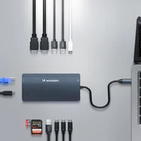 USB-C Hub 14 in 1 Wozinsky WDS03Y5S daudzfunkcionāls, alumīnijs, 3 monitoriem, ar 15 cm kabeli - pelēks