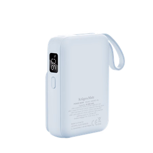 Krüger&Matz magnētiskais bezvadu ārējais akumulators ar kabeli, 10000 mAh, zils