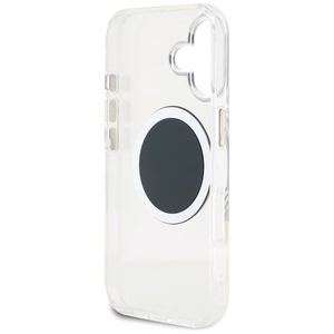 Guess IML Metal Colored Circle Classic Logo Magnētiskais viedtālruņa apvalks iPhone 16 - melns