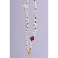 SHELLS tālruņa siksniņa, piekariņš / auklas garums 44 cm (22 cm cilpā) / uz rokas – balts un violets