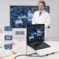 Choetech statīvs daudzfunkcionāla stacija klēpjdatoram PD / USB-C HDMI (4K / 30Hz) / 2xUSB-A / 1xUSB-C / 1xSD / 1xTF melns (HUB-M43)