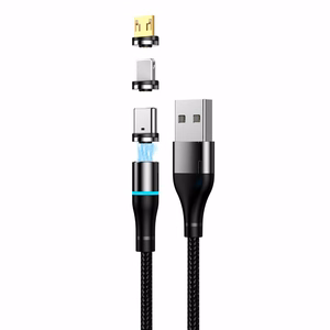Setty USB magnētiskais kabelis 1m 2A neilons melns