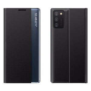 Viedtālruņa vāciņš Sleep Case Samsung Galaxy A03s (166.5) ar statīvu - melns