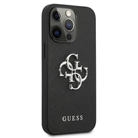 Guess Saffiano 4G Metal Logo viedtālruņa apvalks iPhone 13 Pro / 13 6.1 - melns