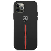 Ferrari FEOMSHCP12LBK iPhone 12 Pro Max melns/melns cietais apvalks Off Track Leather Nylon Stripe