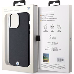 BMW Signature Wrapped Metal Magnētiskais viedtālruņa apvalks iPhone 15 Pro Max - melns