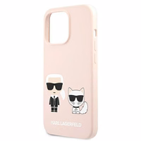 Karl Lagerfeld silikona viedtālruņa apvalks Ikonik Karl & Choupette MagSafe iPhone 13 Pro / iPhone 13 – gaiši rozā