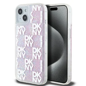 DKNY šķidrā spīduma vairāku logotipu viedtālruņa apvalks iPhone 15 / 14 / 13 - rozā