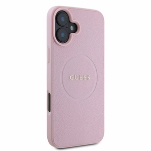 Viedtālruņa apvalks Guess Grūdēts zelta gredzens MagSafe iPhone 16 Plus - rozā