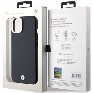BMW Signature Wrapped Metal Magnētiskais viedtālruņa apvalks iPhone 15/14/13 - melns