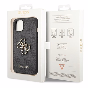Guess 4G Big Metal Logo maciņš iPhone 14 / 15 Plus pelēks