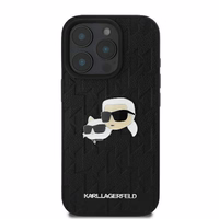 Karl Lagerfeld Monogram Karl & Choupette Head Pin viedtālruņa apvalks iPhone 16 Pro - melns
