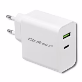 Qoltec 51718 Charger | 45W | 5-20V | 2.4-3A | USB type C PD | USB | balts
