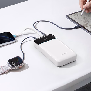 Cuktech LPB252N 120W 25000mAh ārējais akumulators ar iebūvētu USB-C kabeli – krāsa: balta