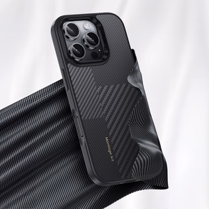 Benks Montage magnētiskais Armor Pro Kevlar viedtālruņa apvalks ar metāla rāmi 600D+1500D Iphone 16 melns