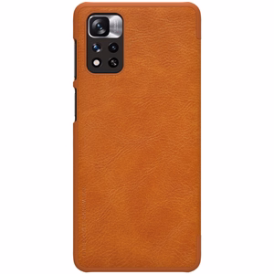 Чехол-книжка Nillkin Qin для Xiaomi Redmi Note 11 Pro+ (China) / Redmi Note 11 Pro (China) / Mi11i HyperCharge с защитой камеры коричневый