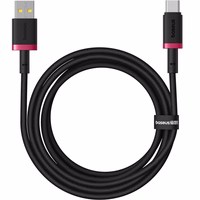 Baseus Dura USB Type A to Type C 60 W fast charging cable 2 m melns, sarkans