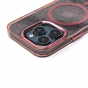 Spīdīgs korpuss ar mirdzumiem priekš Samsung Galaxy S26/S26 Pro, kas saderīgs ar MagSafe - Rozā krāsā