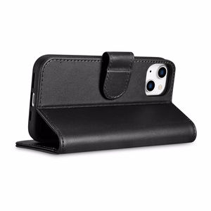 iCarer Maki apvalks 2in1 vāks iPhone 14 Plus Anti-RFID ādas atverams apvalks melns (WMI14220727-BK)