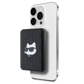 Karl Lagerfeld Magnētiskais indukcijas Portatīvais lādētājs KLPB5FPGKSCHHK 16W 5000mAh melna/melna Choupette Head Pin